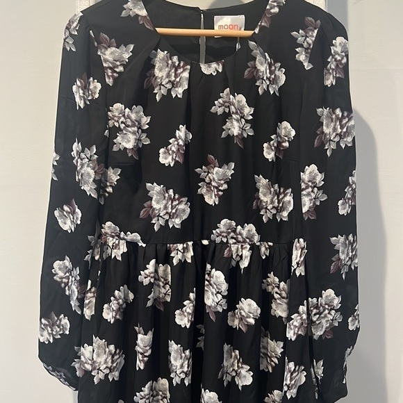 MOON boho floral nwt silky swing dress size large - Picture 2 of 11